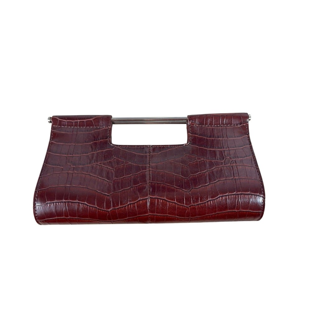 Vintage The Limited Burgundy Faux Crocodile Clutch Handbag Y2K Top Handle